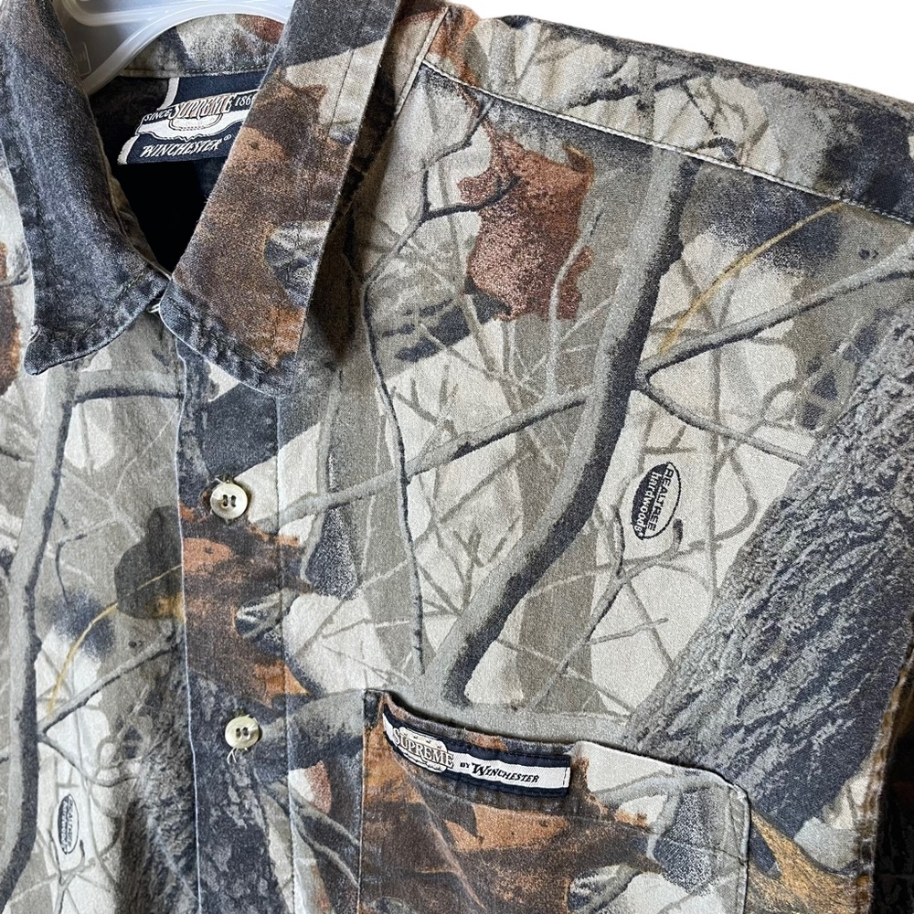 Winchester Shirt Men's Large Green Camouflage Hunting Short Sleeve Button Up - Picture 4 of 10